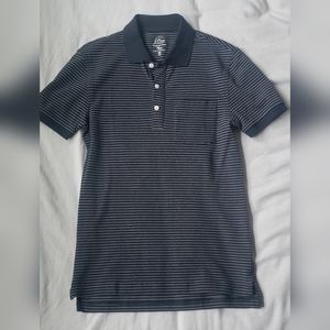 J. Crew slim stretch cotton pique polo, navy stripe, size x-small
